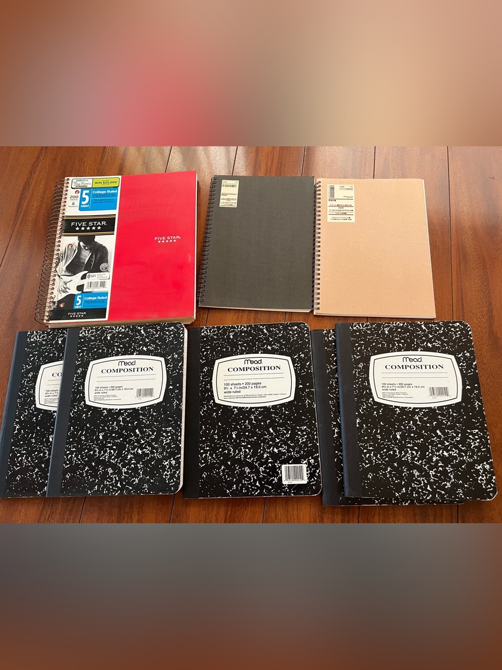8 Mead Composition Books, classic black marble notebooks used for school or work